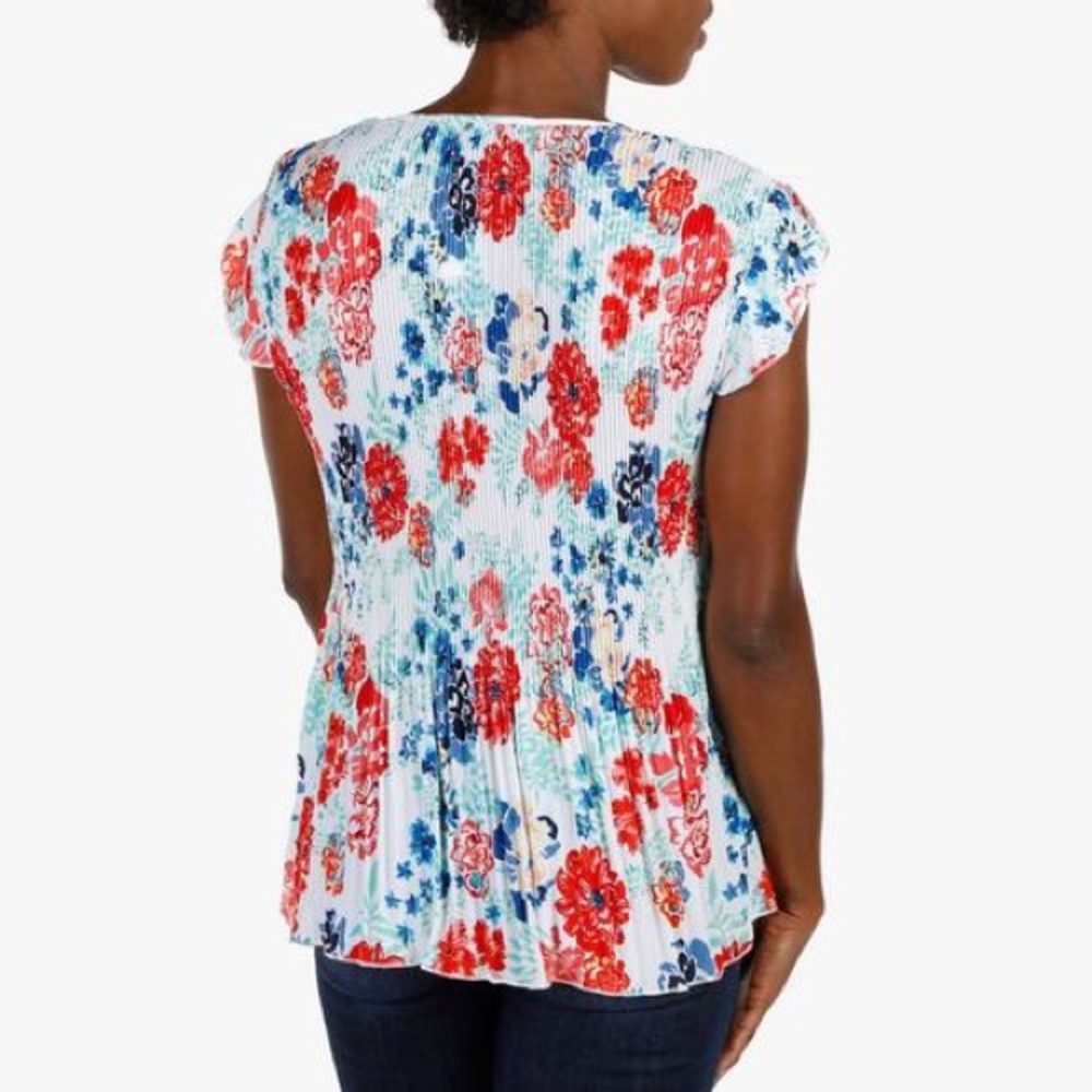 Zac & Rachel Floral Pleat & Tassel Top - Multi